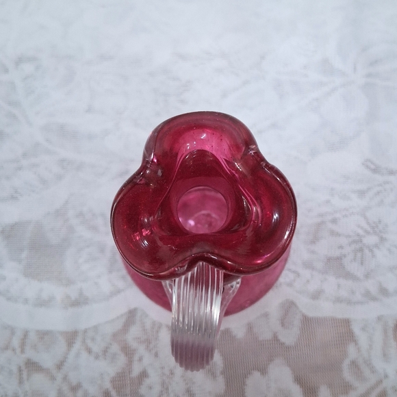 Vintage Gibson Rose Crackle Glass Cruet Pitcher With Stopper - Picture 10 of 12